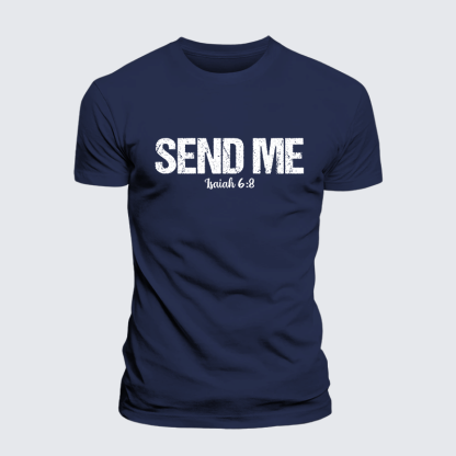 Isaiah 6:8 - SEND ME Jesus God Christian Premium Mercerized Cotton Tee