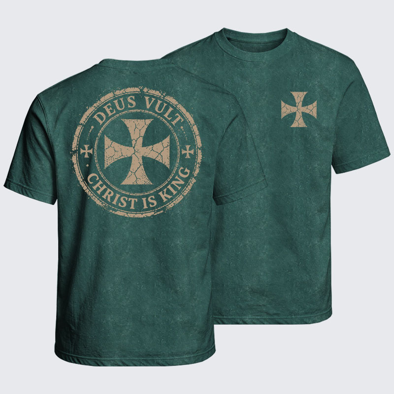 Washed T-Shirt - Deus Vult Christ Is King