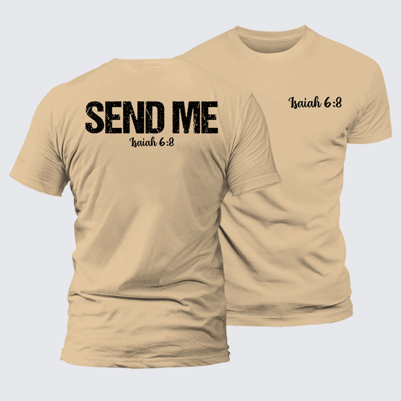 Isaiah 6:8 - SEND ME Jesus God Christian Premium Mercerized Cotton Tee