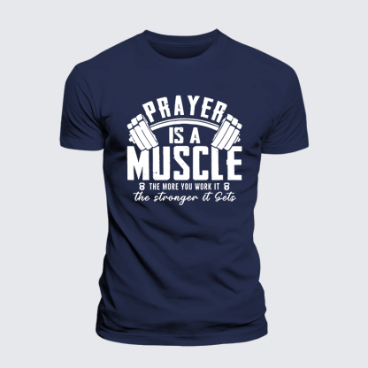 Prayer Is A Muscle Cross Jesus God Christian Premium Mercerized Cotton Tee