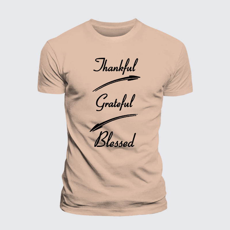 Thankful Grateful Blessed Jesus God Christian Premium Mercerized Cotton Tee