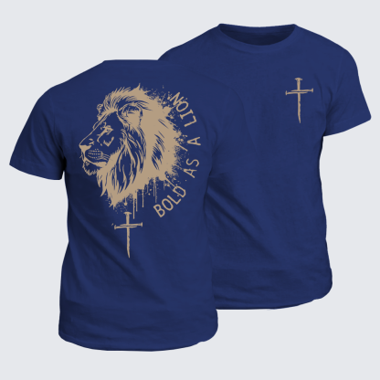 Bold as a Lion Jesus God Christian Cotton T-Shirt