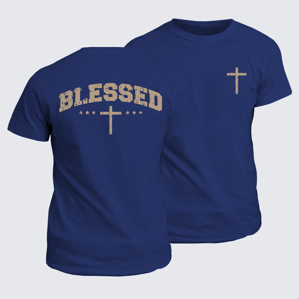 Blessed Cross Jesus God Christian Cotton T-Shirt