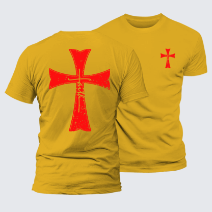 Knights Templar Crusader Cross Faith Jesus God Christian Premium Mercerized Cotton Tee
