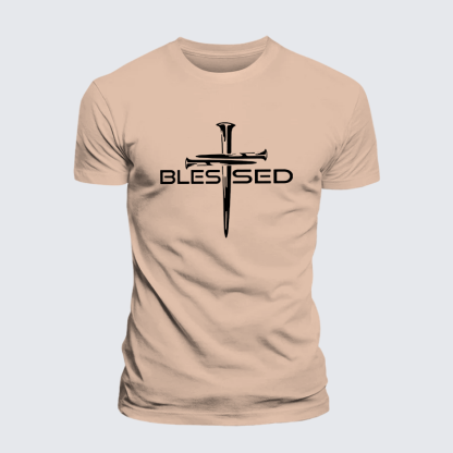 Cross Blessed Jesus God Christian Premium Mercerized Cotton Tee