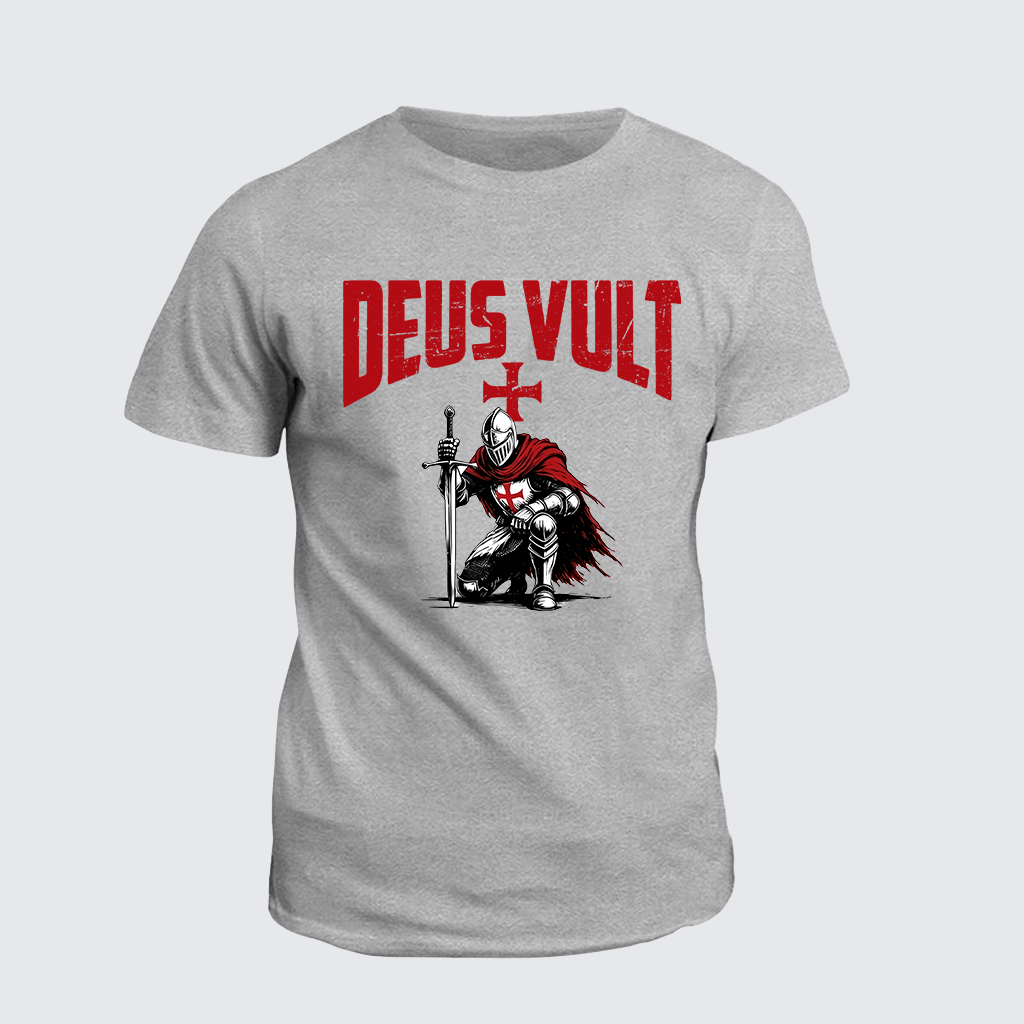 Templar Knight Crusader Deus Vult Jesus God Christian Cotton T-Shirt