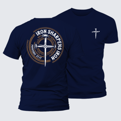 Iron Sharpens Iron - Proverbs 27:17 Jesus God Christian Cotton T-Shirt