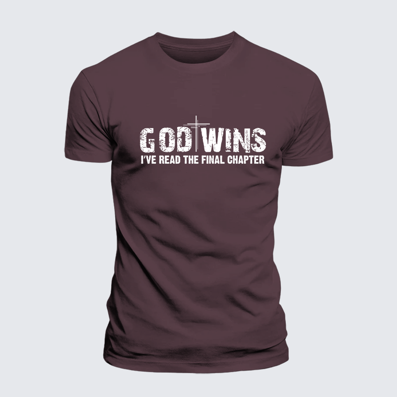 God Wins I've Read the Final Chapter Jesus God Christian Premium Mercerized Cotton Tee