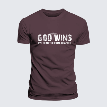 God Wins I've Read the Final Chapter Jesus God Christian Premium Mercerized Cotton Tee