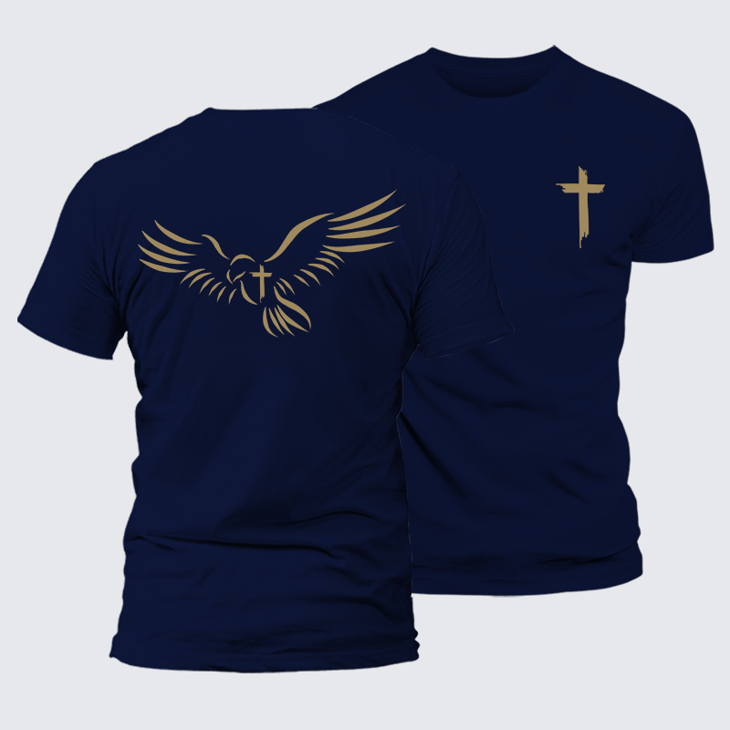 Wings Like Eagles Jesus God Christian Cotton T-Shirt