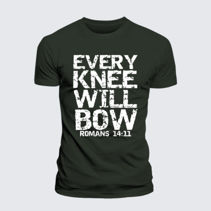 Bold Christian Bible Verse Quote for Men Every Knee Will Bow Jesus God Christian Premium Mercerized Cotton Tee