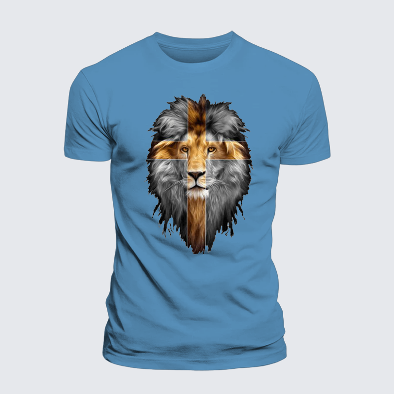 Jesus Lion of Judah Jesus God Christian Premium Mercerized Cotton Tee