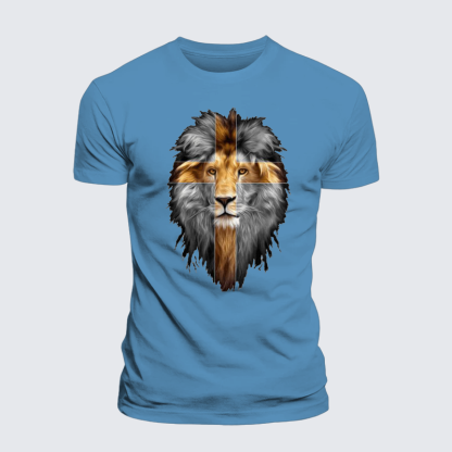 Jesus Lion of Judah Jesus God Christian Premium Mercerized Cotton Tee