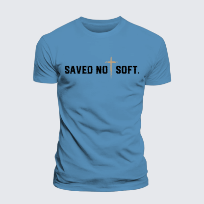 Saved Not Soft Jesus God Christian Premium Mercerized Cotton Tee