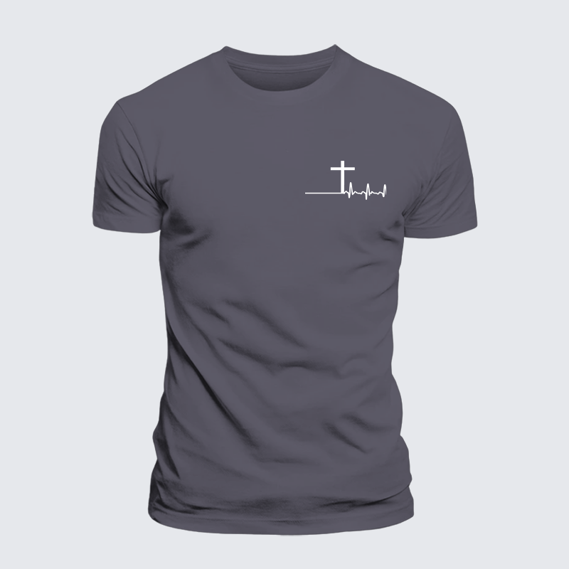 ECG Cross Jesus God Christian Premium Mercerized Cotton Tee