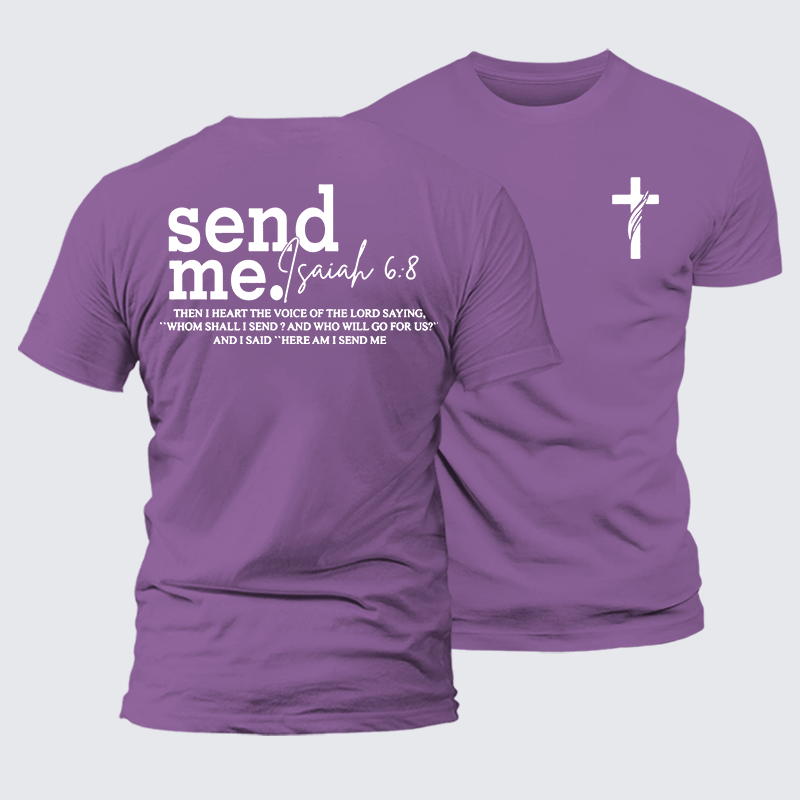 Send Me Isaiah 6:8 Jesus God Christian Premium Mercerized Cotton Tee