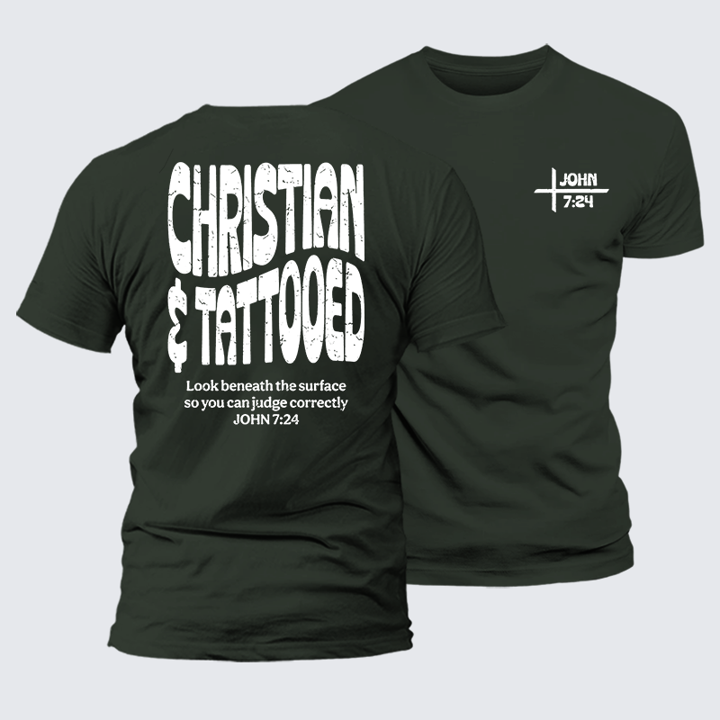 Christian & Tattooed Jesus God Christian Premium Mercerized Cotton Tee