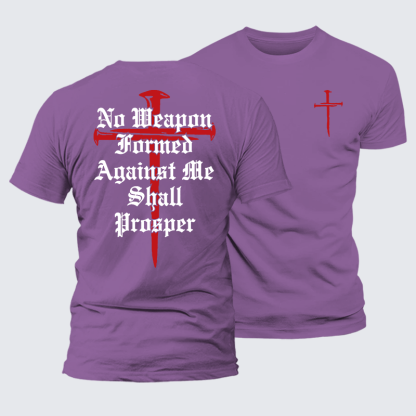 No Weapon Formed Against Me Shall Prosper Jesus God Christian Premium Mercerized Cotton Tee