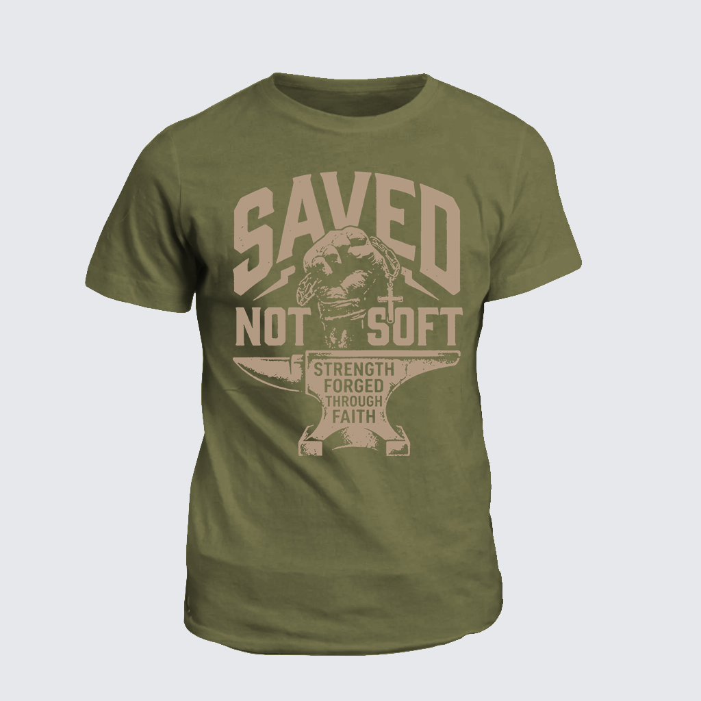 Saved Not Soft Jesus God Christian Cotton T-Shirt