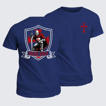 Templar Knight Crusader Deus Vult Jesus God Christian Cotton T-Shirt