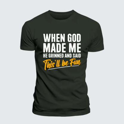 When God Made Me Jesus God Christian Premium Mercerized Cotton Tee