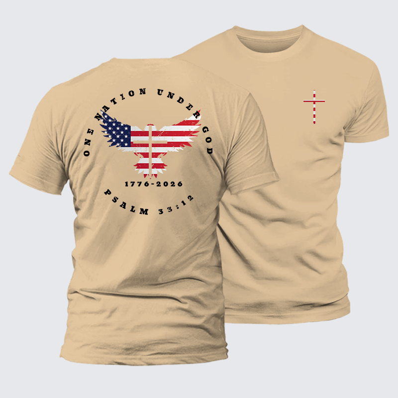 One Nation Under God Jesus God Christian Premium Mercerized Cotton Tee
