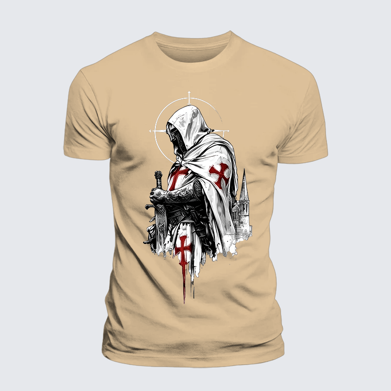 Crusader Spirit Jesus God Christian Premium Mercerized Cotton Tee