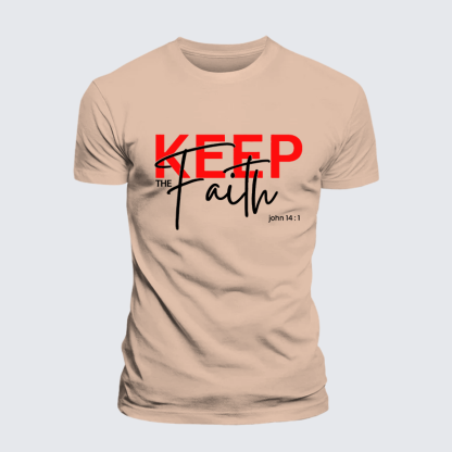 Keep The Faith Jesus God Christian Premium Mercerized Cotton Tee