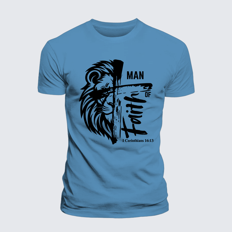 Man Of Faith Jesus God Christian Premium Mercerized Cotton Tee
