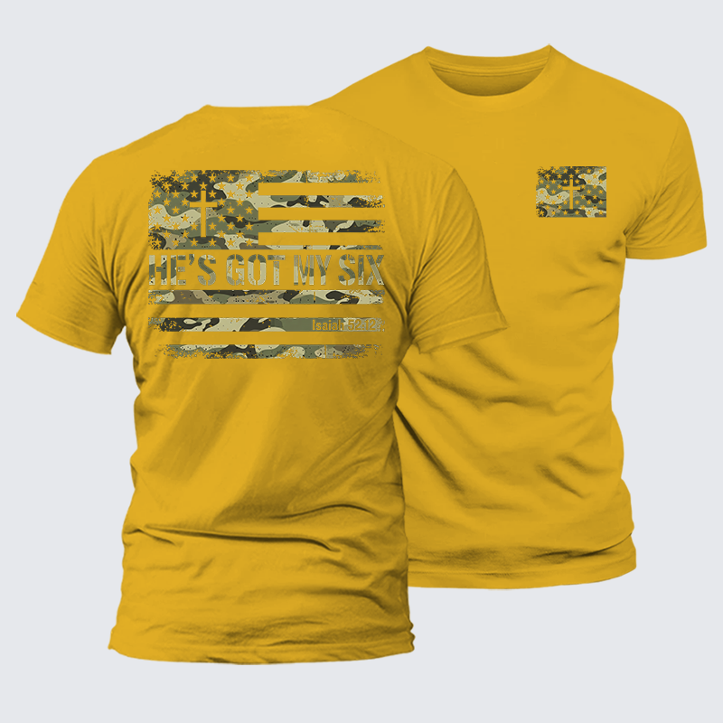 He's Got My Six Jesus God Christian Premium Mercerized Cotton Tee