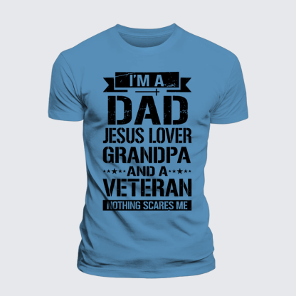 I'm A Dad-Jesus Lover-Grandpa-Veteran Jesus God Christian Premium Mercerized Cotton Tee