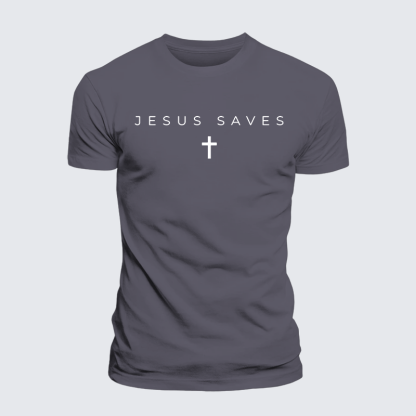 Jesus Saves Jesus God Christian Premium Mercerized Cotton Tee