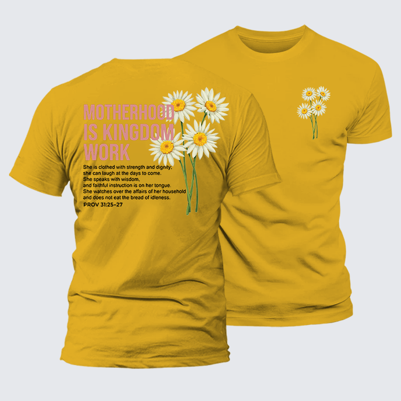Motherhood Is Kingdom Work Jesus God Christian Premium Mercerized Cotton Tee