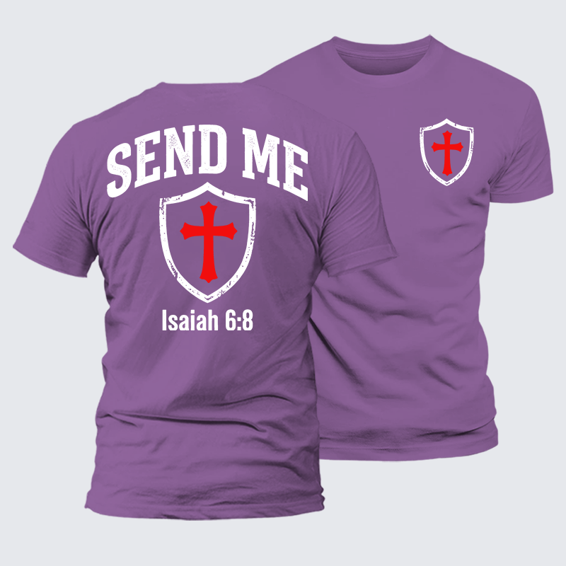 Isaiah 6:8 - SEND ME Jesus God Christian Premium Mercerized Cotton Tee