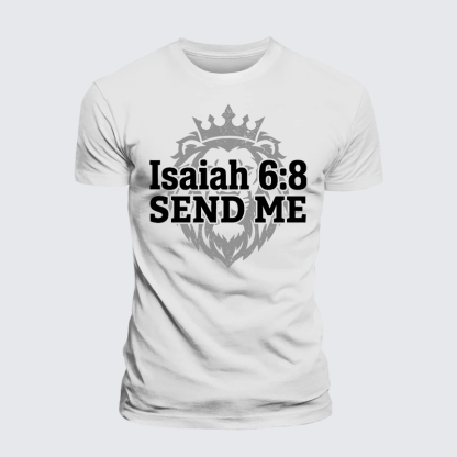 Isaiah 6:8 - SEND ME Jesus God Christian Premium Mercerized Cotton Tee