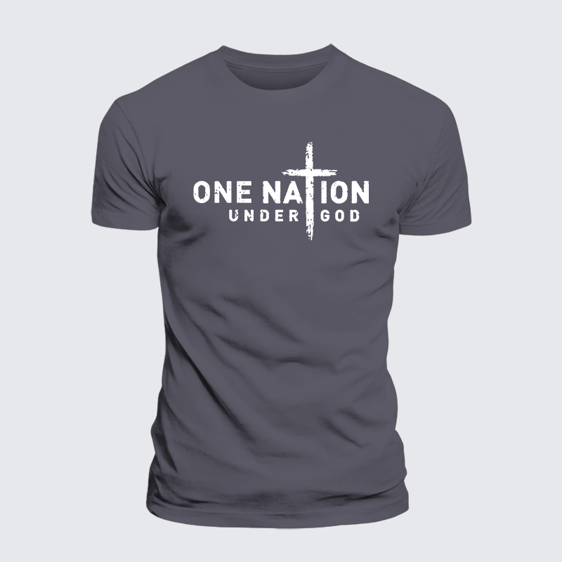One Nation Under God Cross Jesus God Christian Premium Mercerized Cotton Tee