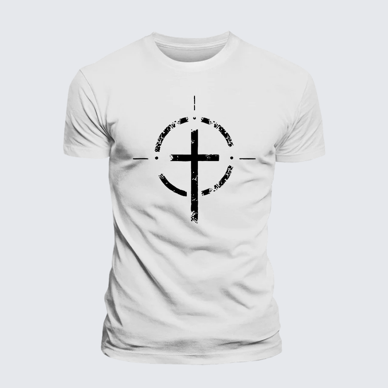 On Target With God Jesus God Christian Premium Mercerized Cotton Tee