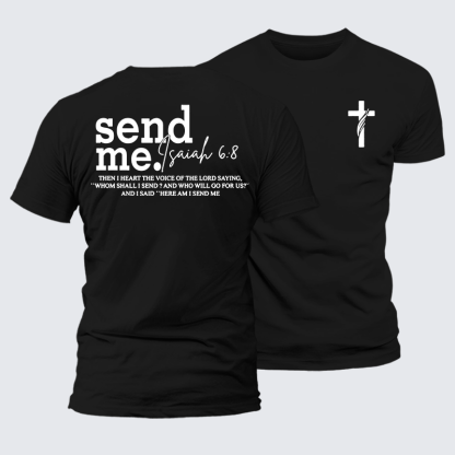 Send Me Isaiah 6:8 Jesus God Christian Premium Mercerized Cotton Tee