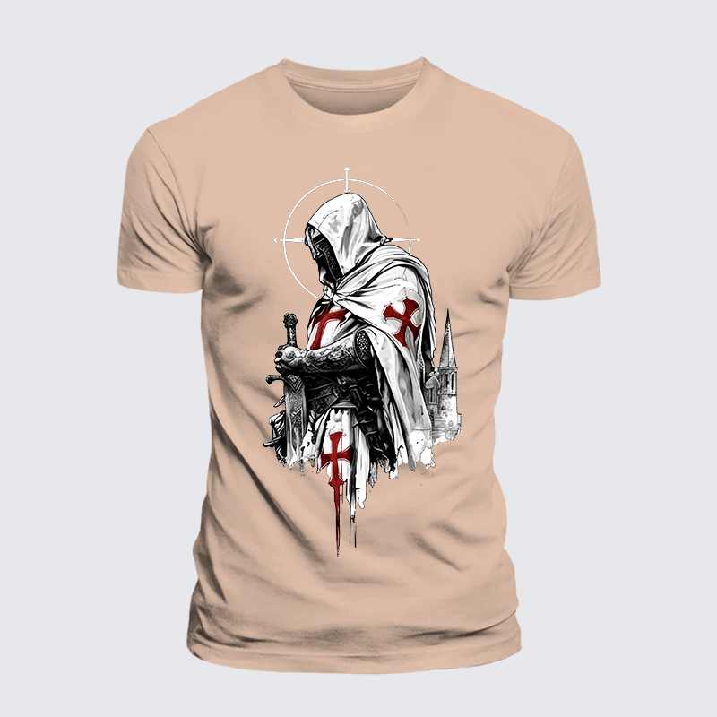 Crusader Spirit Jesus God Christian Premium Mercerized Cotton Tee