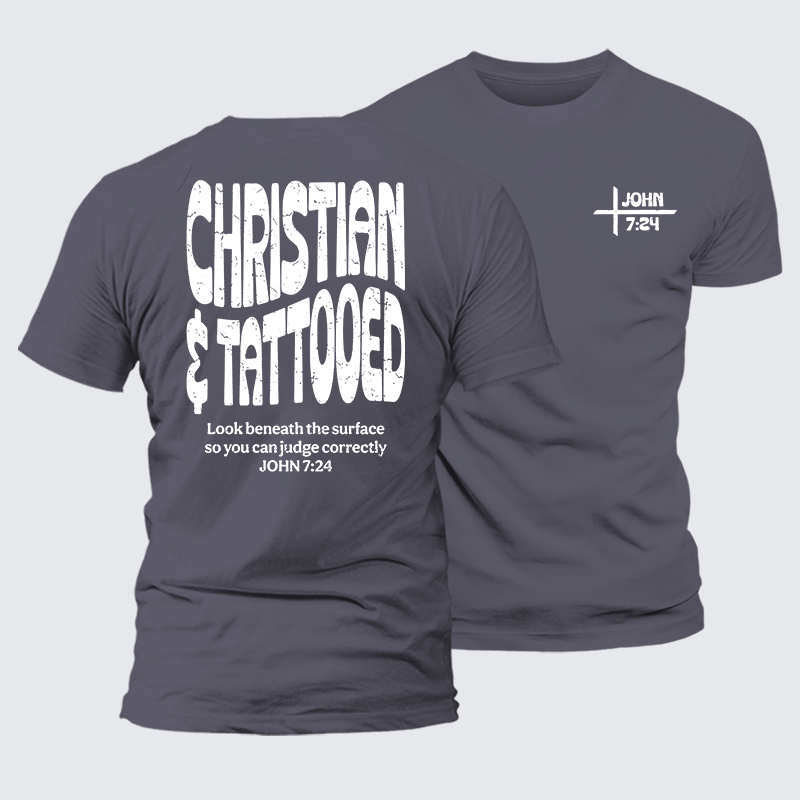 Christian & Tattooed Jesus God Christian Premium Mercerized Cotton Tee