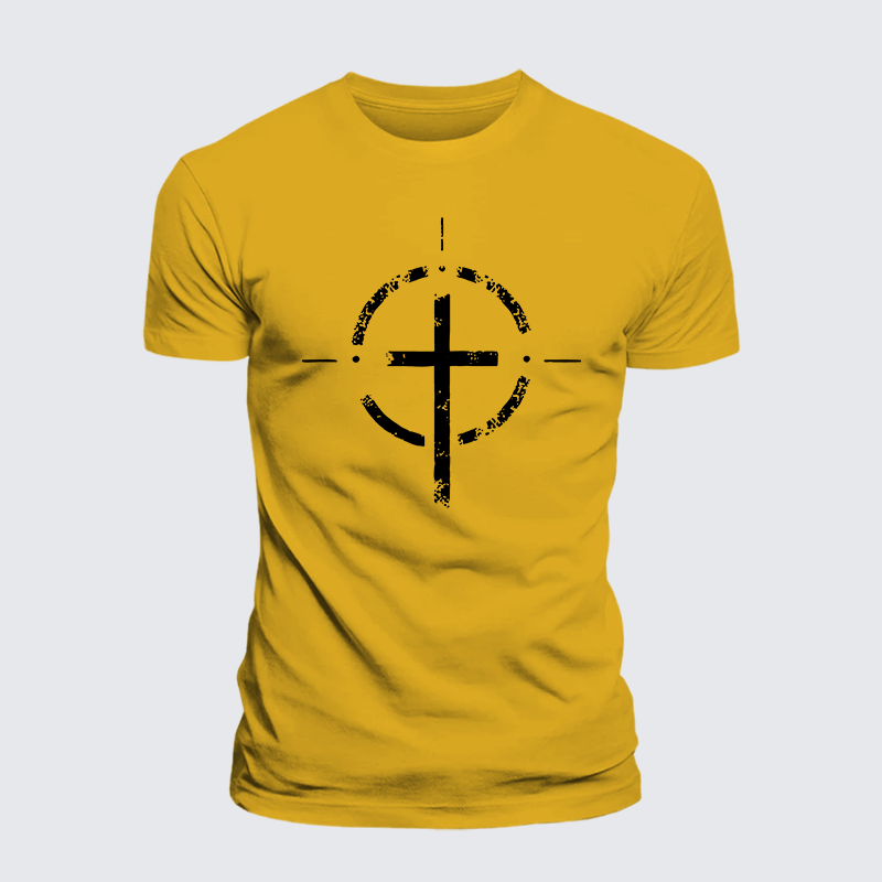 On Target With God Jesus God Christian Premium Mercerized Cotton Tee
