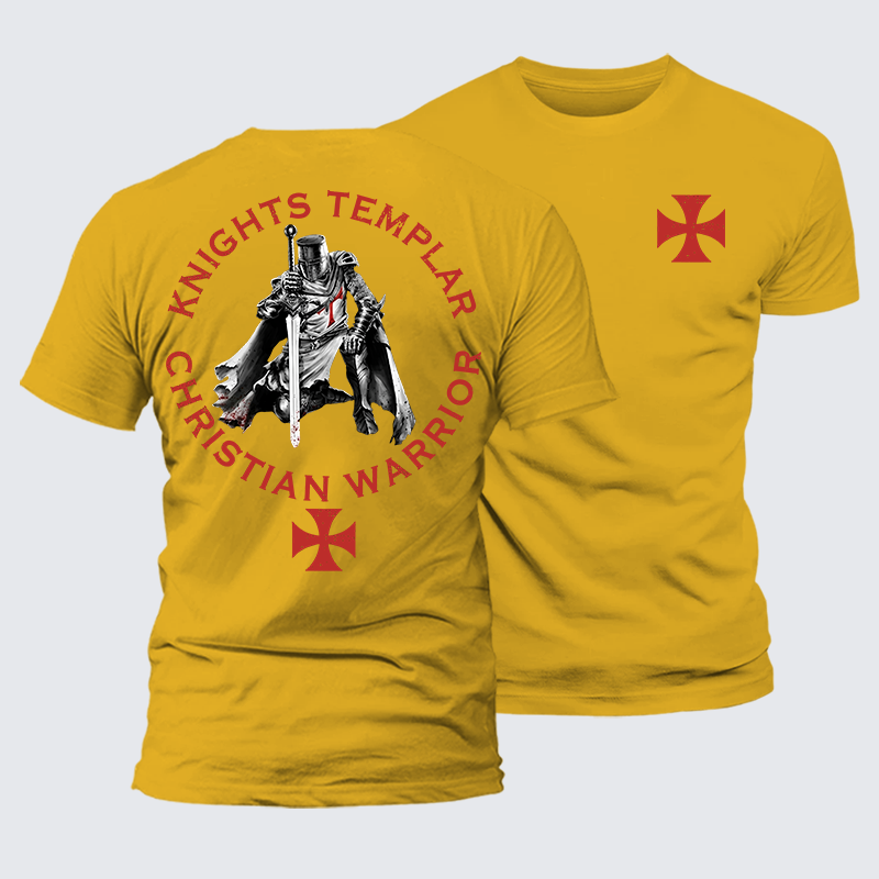 Knights Templar Templar Cross Crusader Knight  Jesus God Christian Premium Mercerized Cotton Tee