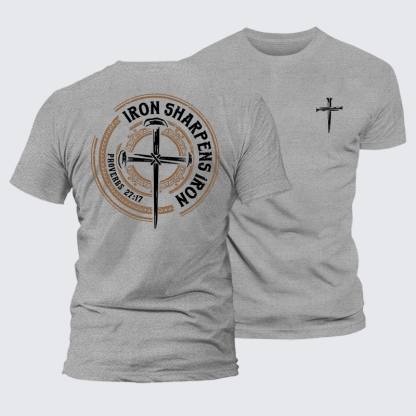 Iron Sharpens Iron - Proverbs 27:17 Jesus God Christian Cotton T-Shirt