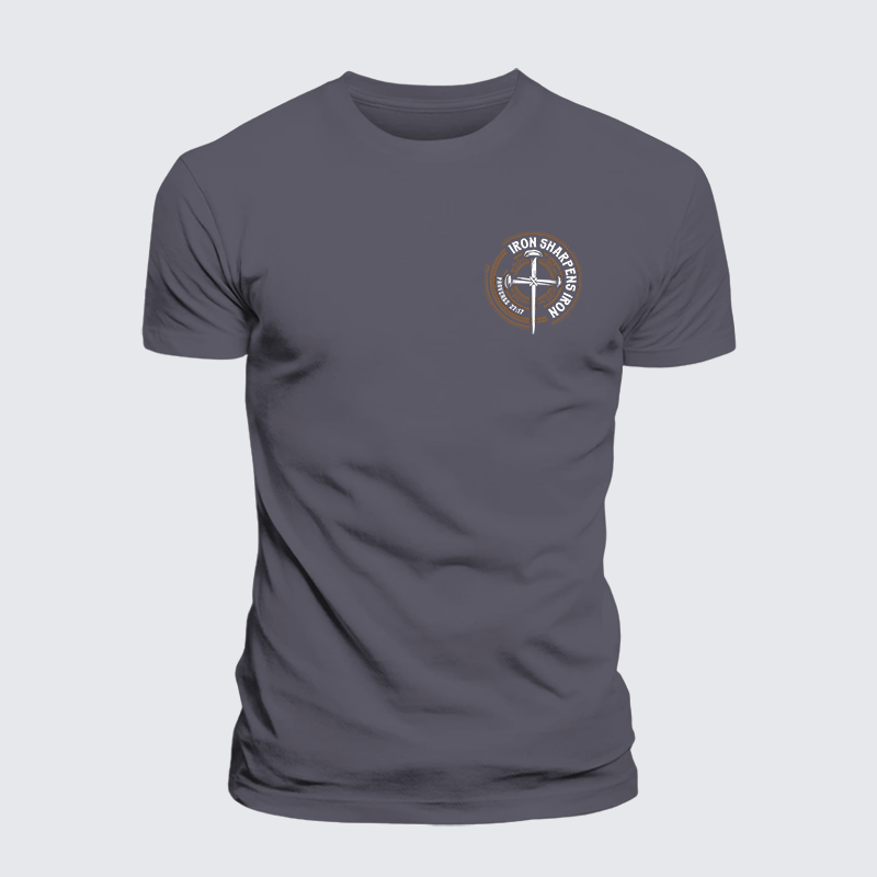 Iron Sharpens Iron - Proverbs 27:17 Jesus God Christian Premium Mercerized Cotton Tee