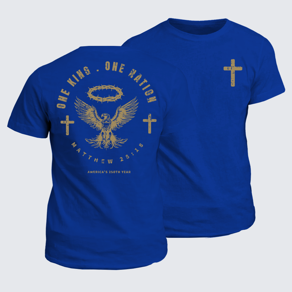 One King One Nation Jesus God Christian Cotton T-Shirt