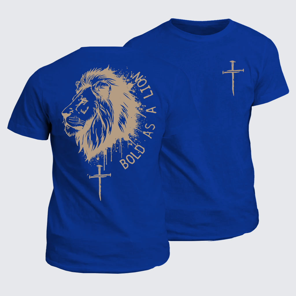 Bold as a Lion Jesus God Christian Cotton T-Shirt
