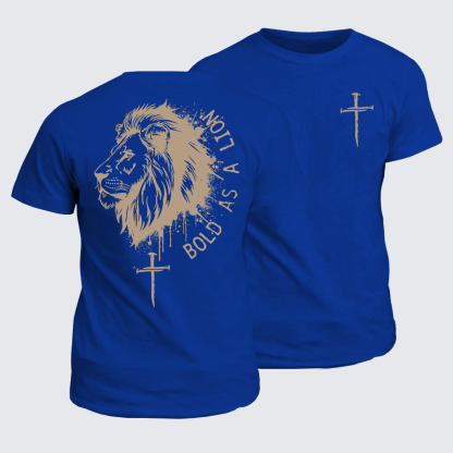 Bold as a Lion Jesus God Christian Cotton T-Shirt