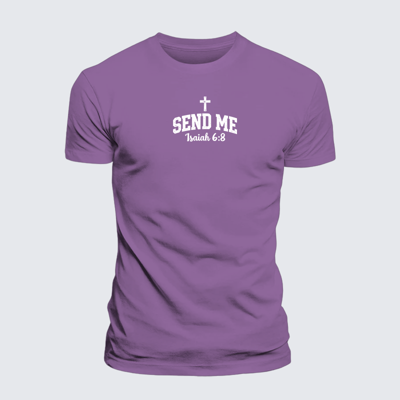 Isaiah 6:8 - SEND ME Jesus God Christian Premium Mercerized Cotton Tee