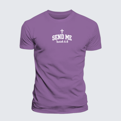 Isaiah 6:8 - SEND ME Jesus God Christian Premium Mercerized Cotton Tee