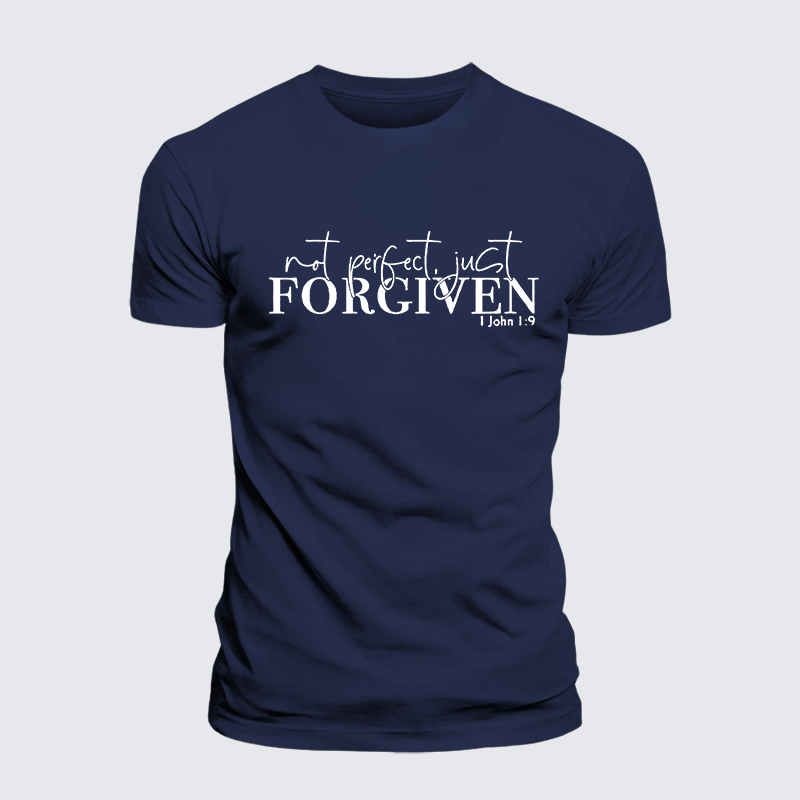 Not Perfect Just Forgiven Jesus God Christian Premium Mercerized Cotton Tee
